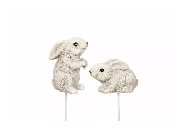 Vit kanin på stick att dekorera med 