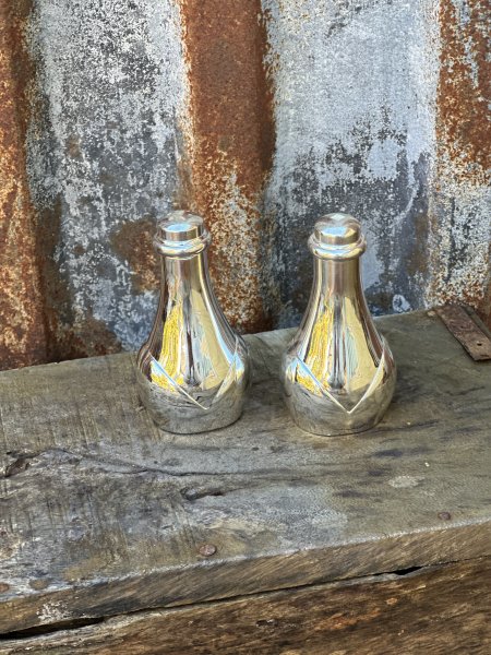 Behållare för salt och peppar i blank silver 