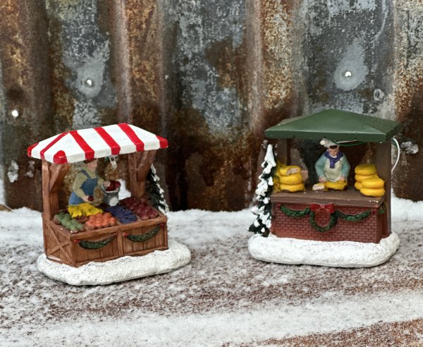 Julmarknads stånd med belysning