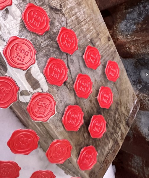 Klistermärken lacksigill God Jul till paket och pyssel