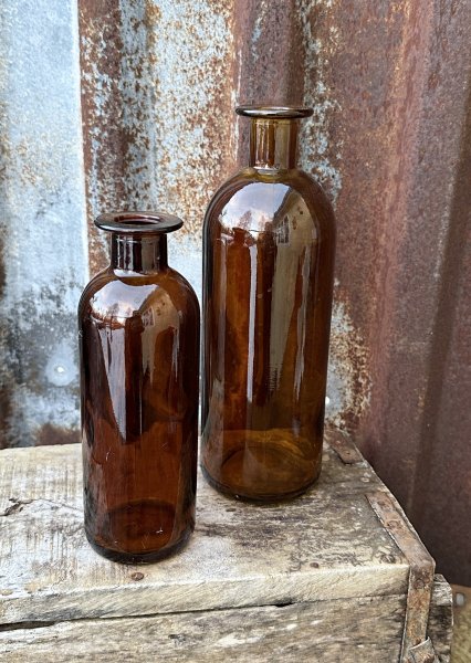 Brun flaska / vas i glas