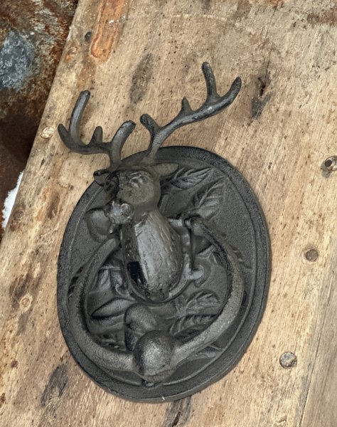 Dörrklapp / Handtag med ren / hjort i järn