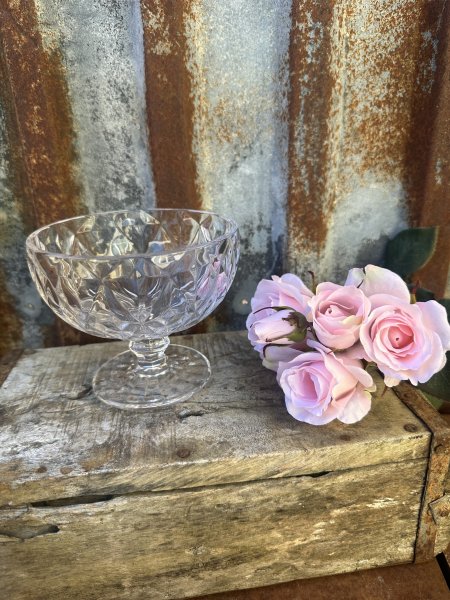 Klassisk glas skål på fot med vackert mönster
