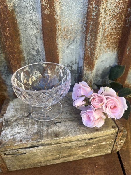 Klassisk glas skål på fot med vackert mönster