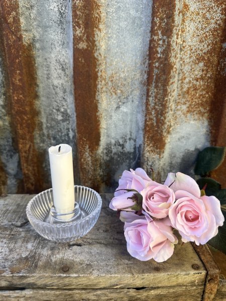 Ljusstake i glas med randig dekor