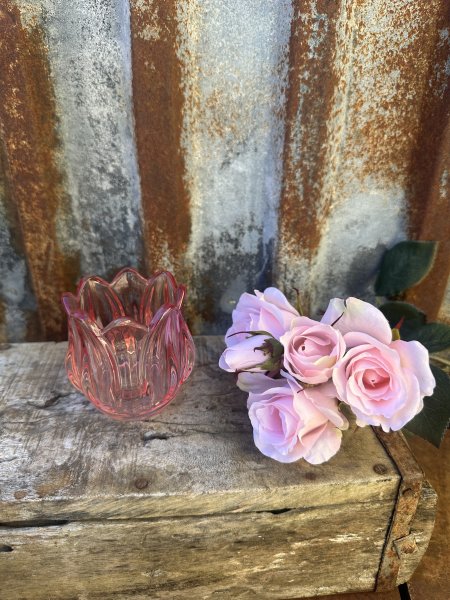 Tulpan ljuslykta i rosa glas