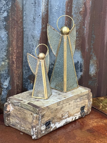 Gloria ljuslykta ängel i glas och guld 