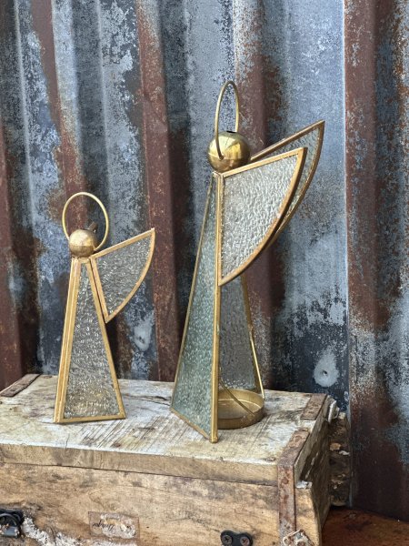 Gloria ljuslykta ängel i glas och guld 