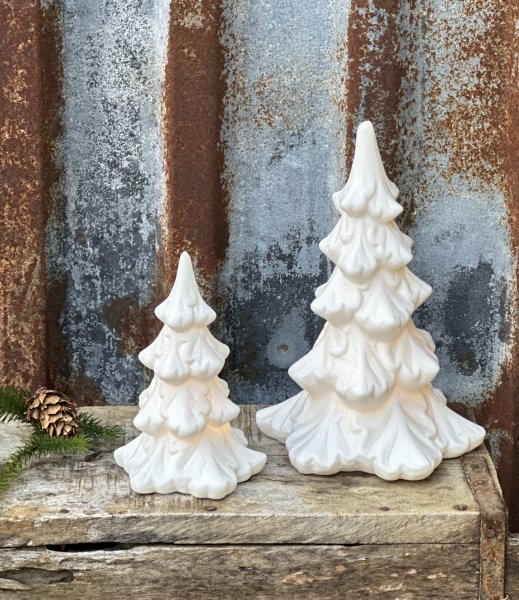 Vit gran julgran i porslin med LED belysning