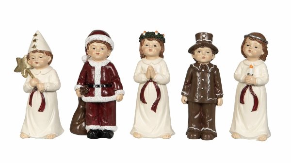 Luciatåg större modell med lucia, tärna, stjärngosse, tomte & pepparkaksgubbe
