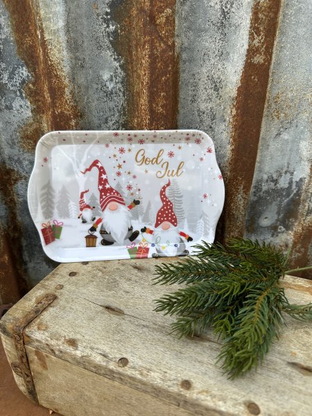 Bricka God Jul med glada jultomtar