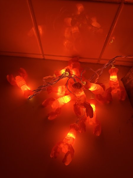 Ljusslinga girlang med kräftor i belysning 