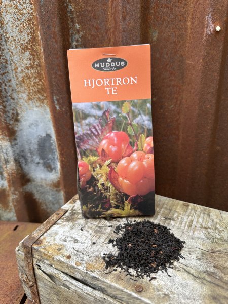 Hjortron Te med hjortronbitar och björnbärsblad