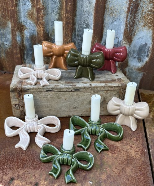 Färgglad rosett ljusstake i porslin