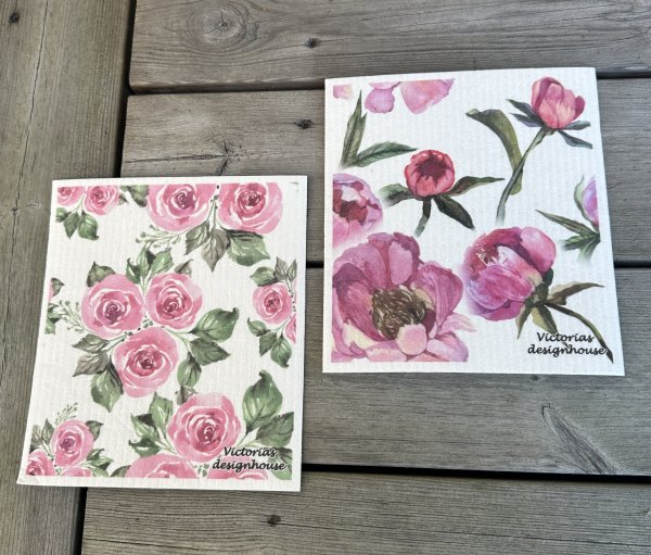 Disktrasa med rosa rosor och pioner 