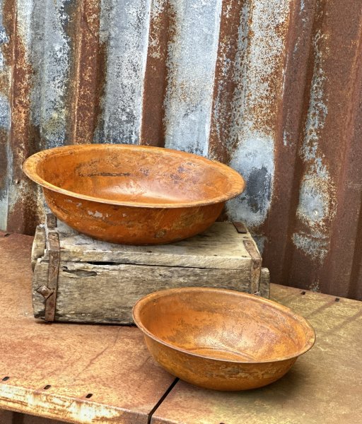 Rostig skål med kant