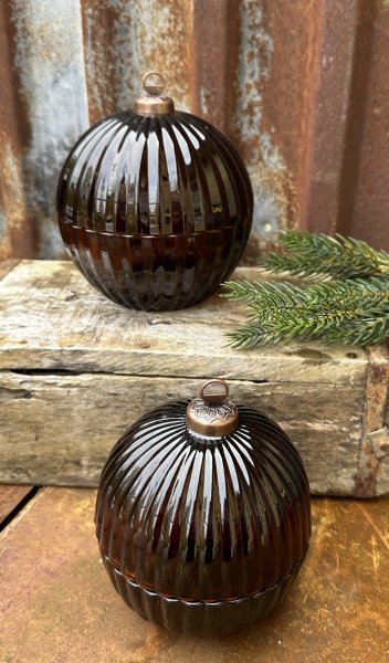 Julgranskula skål i brunt glas 