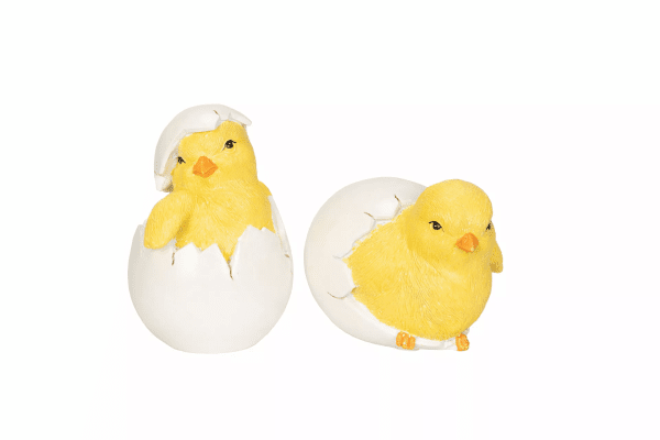 Gullig gul kyckling och anka med ägg 