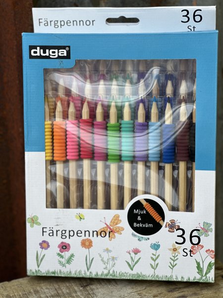 Färgpennor med gummi grepp 36-pack