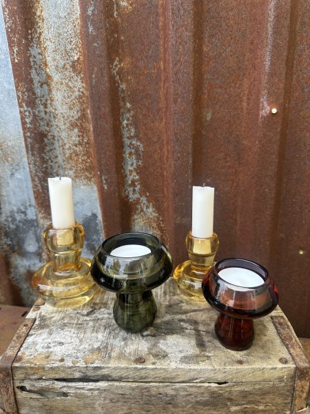 Spira svamp i glas vändbar ljuslykta 