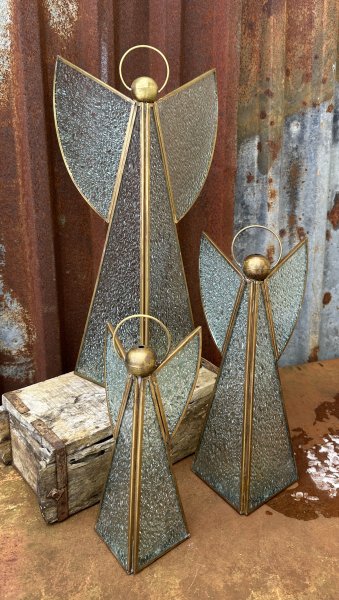 Gloria ljuslykta större ängel i glas och guld 