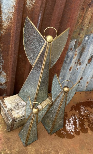 Gloria ljuslykta större ängel i glas och guld 