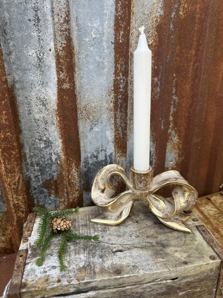 Större stående rosett ljusstake i guld nyans 
