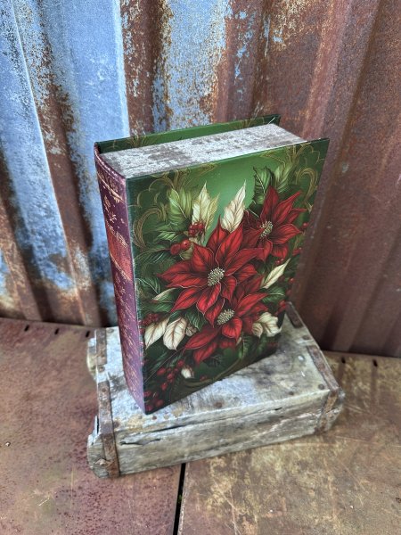 Bokgömma / låda med vackert motiv av julblommor