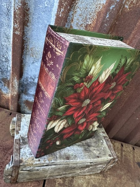 Bokgömma / låda med vackert motiv av julblommor