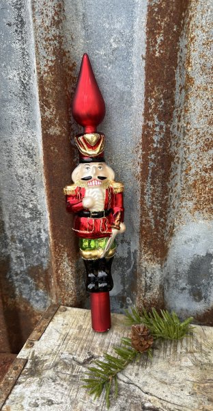 Toppspira i glas nötknäppare julsoldat till julgranen