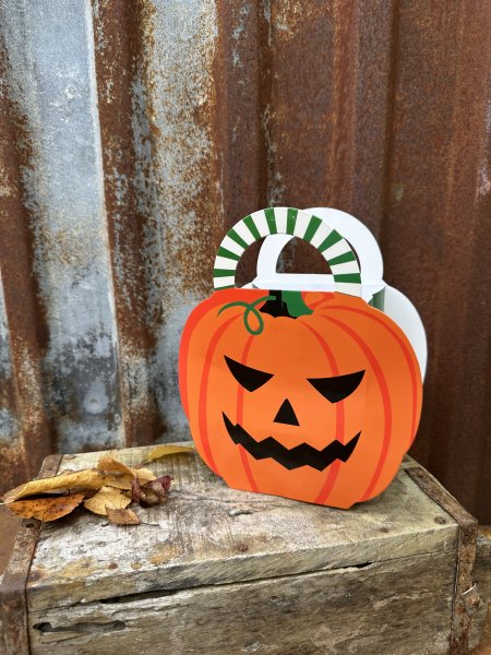 Presentpåse Halloween pumpa med handtag 