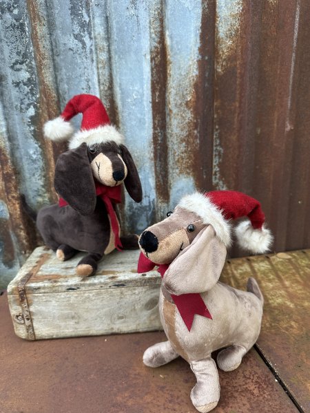 Taxon jul hund Tax med tomteluva 