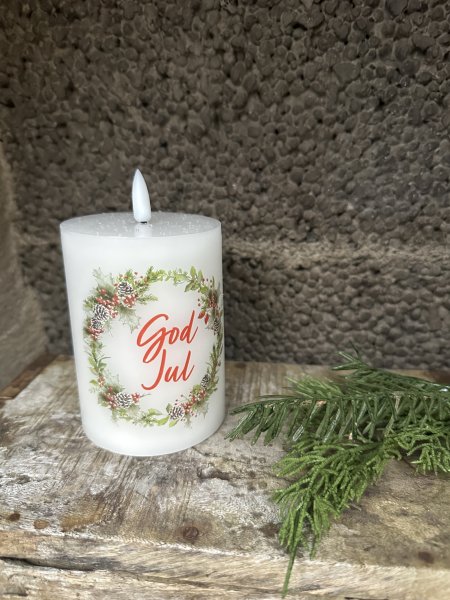 Vitt batteridrivet timer ljus God Jul