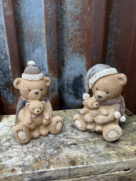 Vinter nalle med nalle bebis