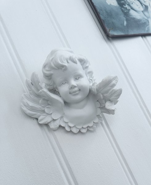 Vit ängel för vägg 