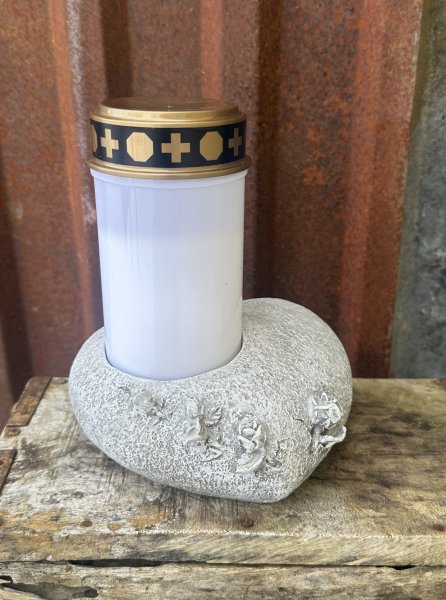 Grav / minnes dekoration hjärta med ros för ljus