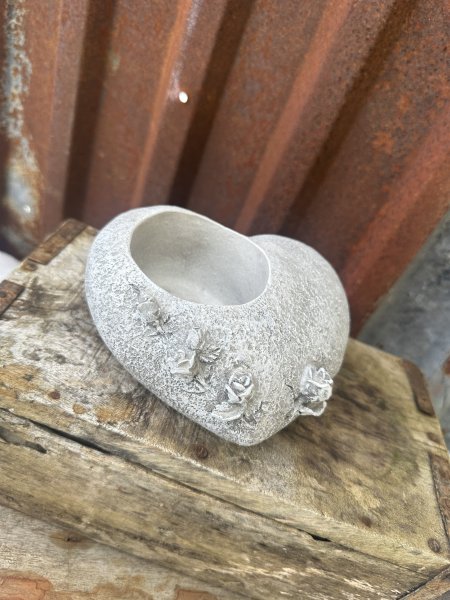 Grav / minnes dekoration hjärta med ros för ljus