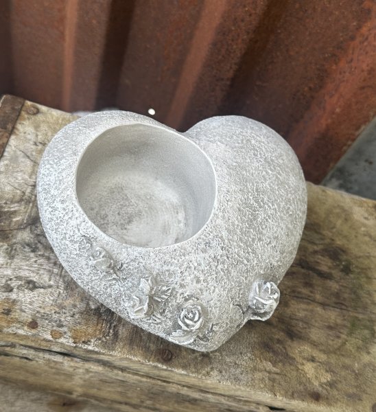 Grav / minnes dekoration hjärta med ros för ljus