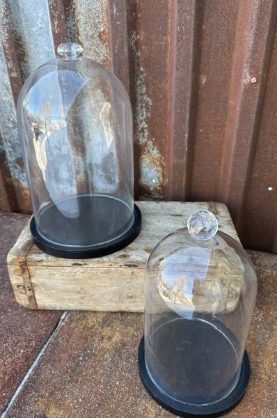 Glaskupa / glasklocka på fat med diamant knopp