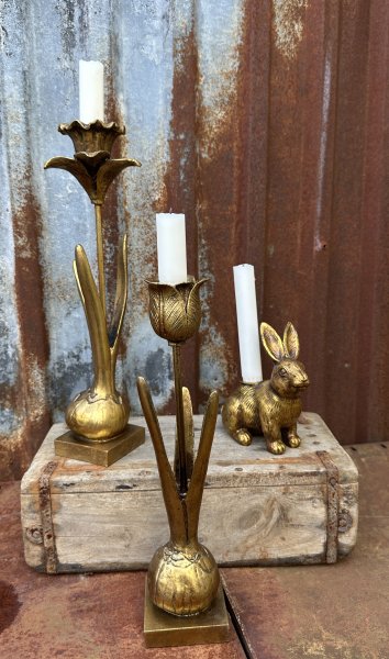 Ljusstake kanin i guld