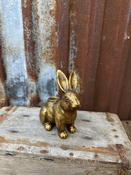 Ljusstake kanin i guld