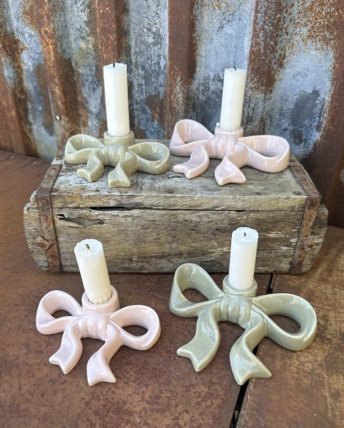 Rosett ljusstake i Rosa & Grönt