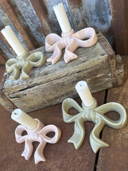 Rosett ljusstake i Rosa & Grönt