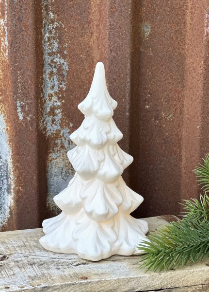 Vit gran julgran i porslin med LED belysning