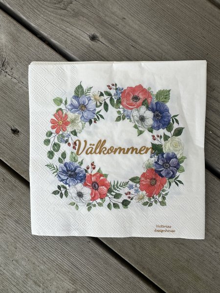 Servetter Välkommen med sommar blommor