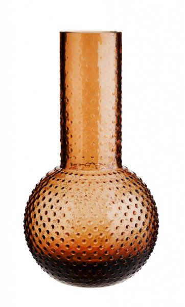 Vacker vas i glas. Högre i modellen, rundad nertill och smalare högre hals . Tillverkad i kraftigare glas. Lätt genomsläppande i