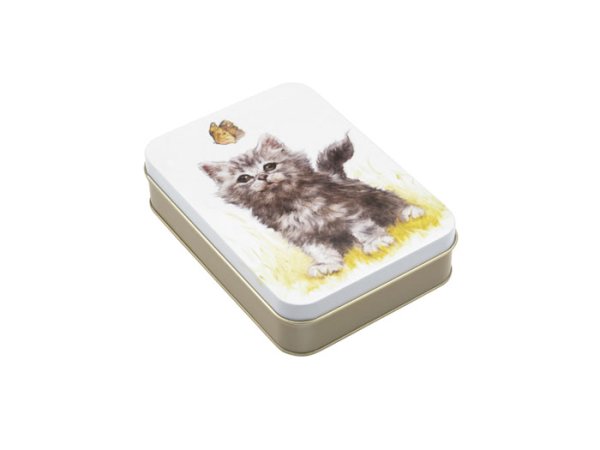 Plåtburk Best Friends med söta hundar och katter. Finns i flera olika modeller -Kattunge med garnnystan -Katt med fjäril -Hund m