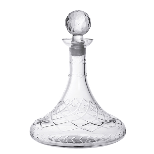 Vacker stor glas karaff med diamant formad knopp och slipat mönster runt om. Från Bloomingville Höjd: ca 26cm Bredd: ca 17cm