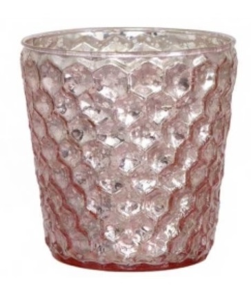 Rosa knottriga ljusglas i fattigmanssilver