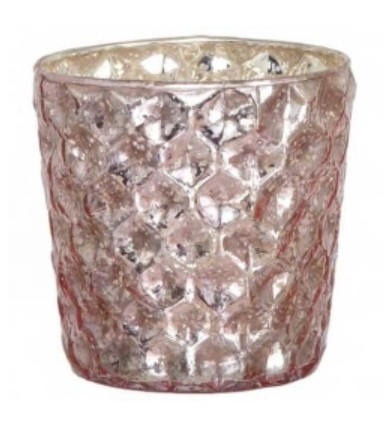 Rosa knottriga ljusglas i fattigmanssilver